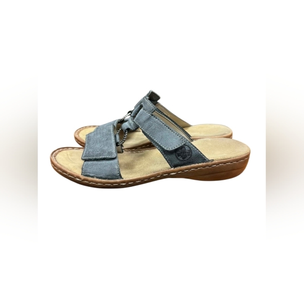 Rieker Strappy Velcro Sandals Tan Gray Size 37 EUC - Picture 6 of 9